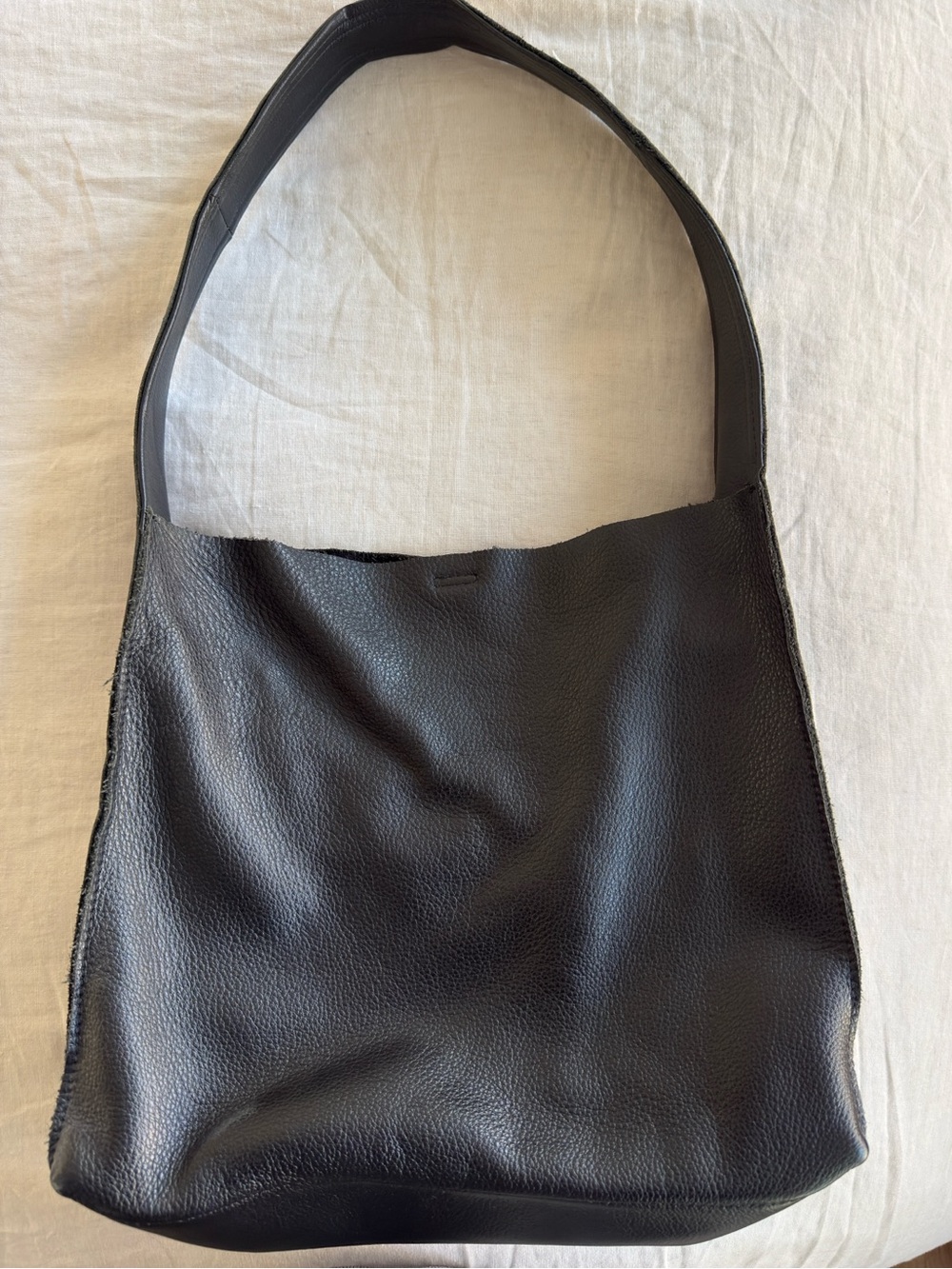 Black Pebbled Leather Hobo Bag